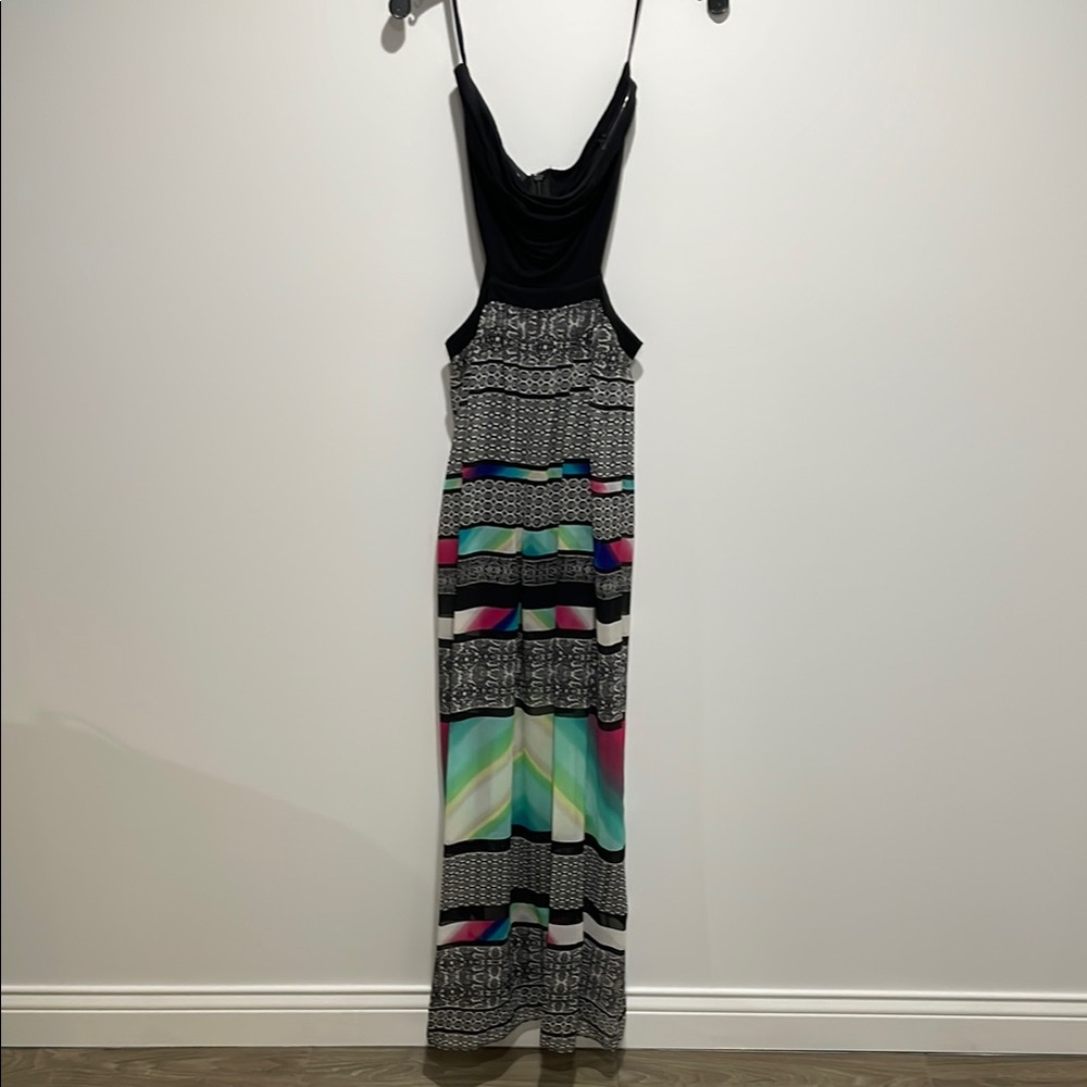 Bebe | Black and Multicolor Maxi Dress